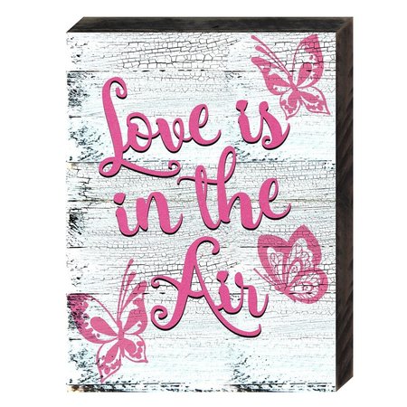 DESIGNOCRACY Love  Relations Valentines Love is in the Air Quote Vintage Textual Art on Board Wall Decor 9873212
